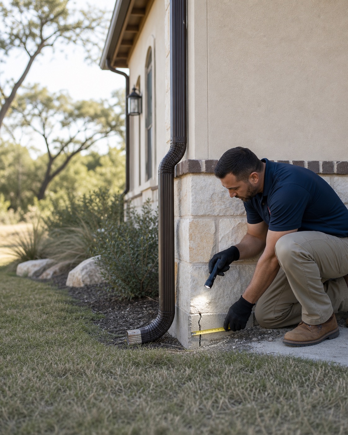 Foundation warning signs at a New Braunfels home